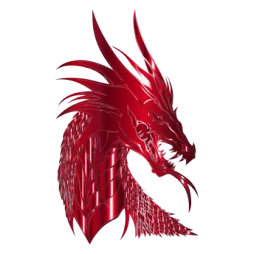 a red dragon head on a white background