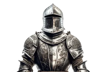 a knight in full armor holding a sword