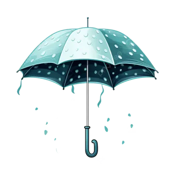 a black and white umbrella with rain drops
