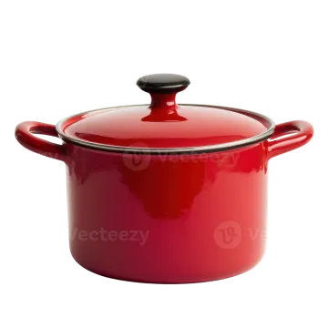 a red pot on a white background