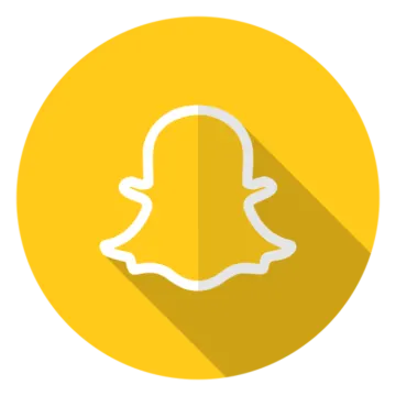 a yellow circle with a white snap icon on it