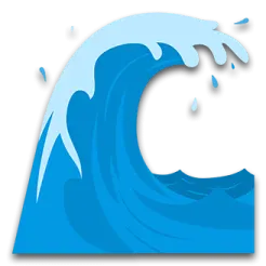 a blue wave with the letter c on it