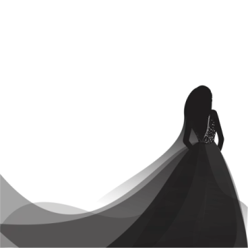 a black and white silhouette of a woman in a dress