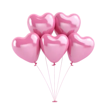 a bunch of pink heart balloons