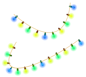 a string of christmas lights on a white background