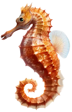 a close up of a seahorse on a white background