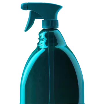 a bottle of green liquid on a white background