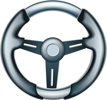 a steering wheel on a white background