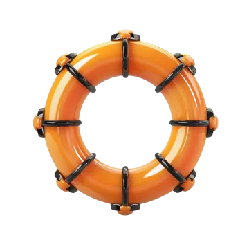 an orange life ring on a white background