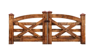 a wooden gate on a white background