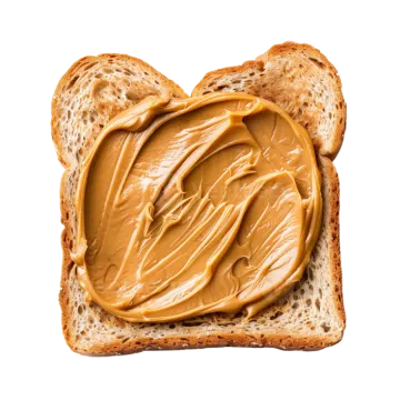 peanut butter spread on a slice of bread