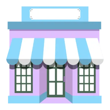 a purple and blue building with aws