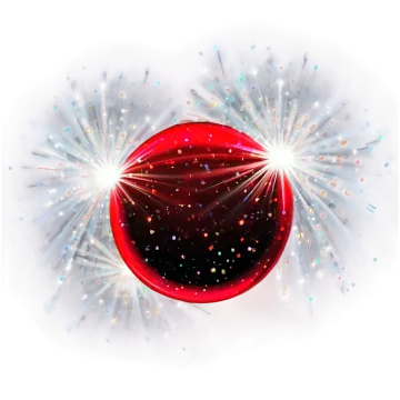 a red christmas ball surrounded by sparkles