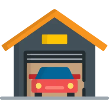 a garage with a car in it