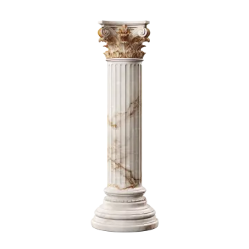 a white marble column with a lion head