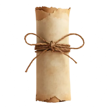 a roll of brown paper tied with twine
