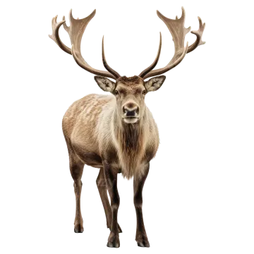 a large elk standing up against a white background