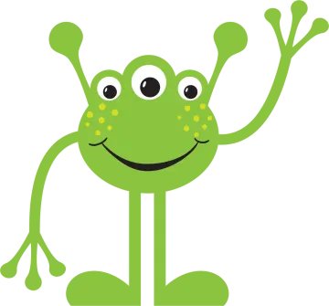 a green frog with a happy smile on his face