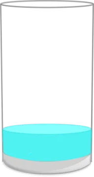 a glass filled with water on a white background