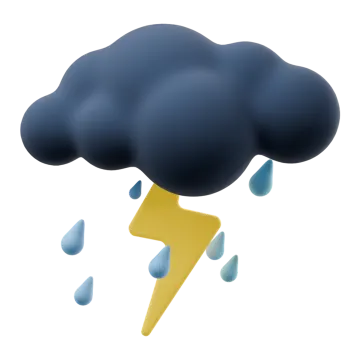 a black cloud with a yellow lightning