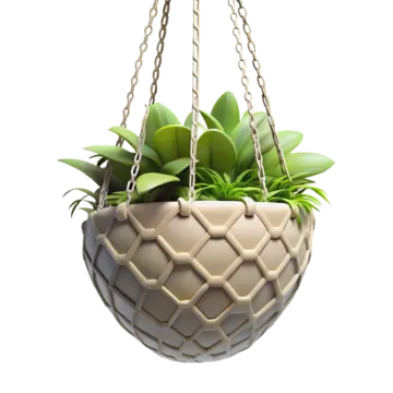 a hanging planter with plants in it