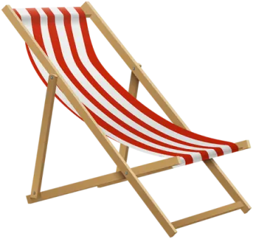 a deck chair with red and white stripes