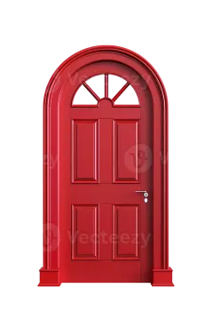 a red door on a white background