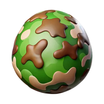an image of a green and brown camouflage ball
