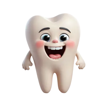 a cartoon tooth with an open mouth