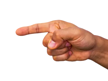 a person pointing their finger at the camera