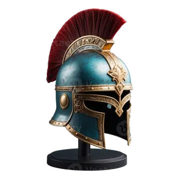 a roman helmet on a stand