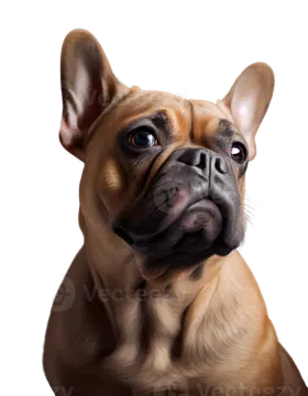 a small brown dog looking up at the camera