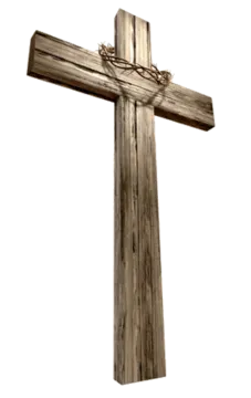 a wooden cross on a white background