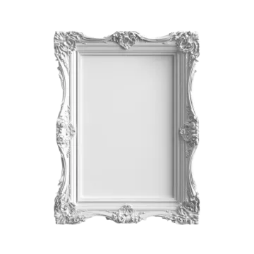 a silver frame on a white background