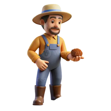 a cartoon character holding a shovel and digging dirt