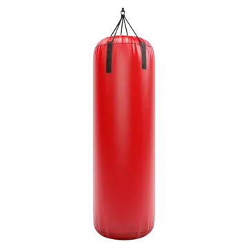 a red punching bag on white background