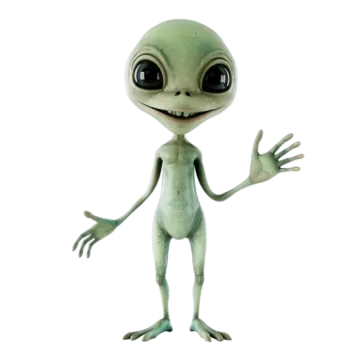 a cartoon alien with big eyes and long legs
