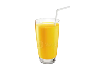 a glass of orange juice with a straw