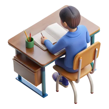 a person sitting at a desk writing on a paper
