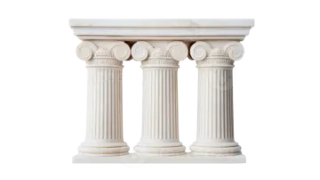a white marble pedestal with three columns