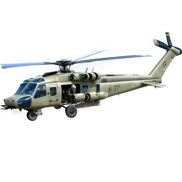 a military helicopter flying in the sky