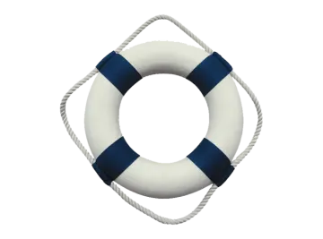 a white and blue life ring