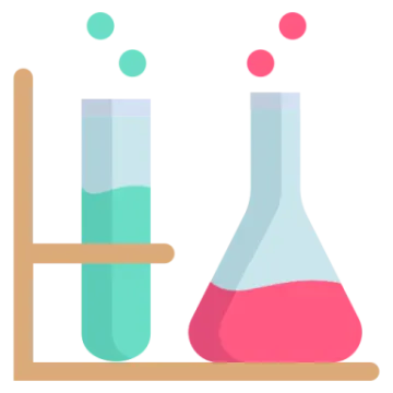 a beakle and test tube filled with liquid