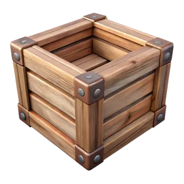 a wooden box with metal handles