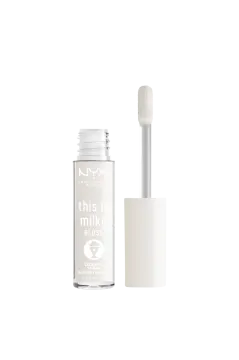 a bottle of white liquid on a white background