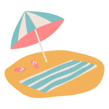 an illustration of a beach chair and umbrella