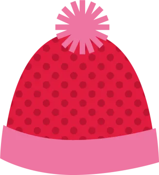 a red hat with polka dots on it