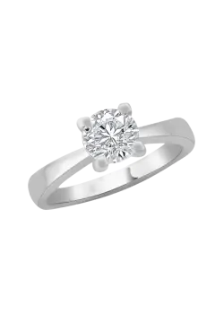 a white gold engagement ring with a single diamond