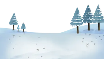 a snowy scene with trees and snow
