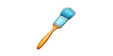 a blue paint brush on a white background